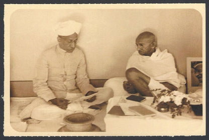 AOP India full back pictorial 50p Gandhi postal card GANDHI AND S.RADHAKRISHNAN 