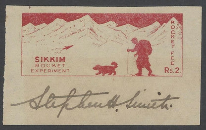 AOP India Sikkim Rocket Experiment - ROCKET FEE Rs.2 red label sd Stephen Smith
