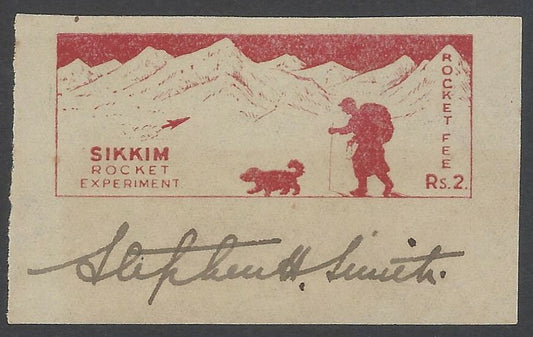 AOP India Sikkim Rocket Experiment - ROCKET FEE Rs.2 red label sd Stephen Smith