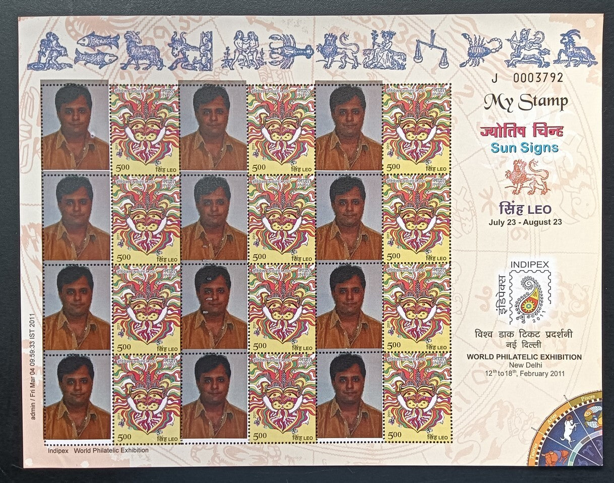 India 2011 Personalized stamps ZODIAC set of 12 sheets MNH (12)