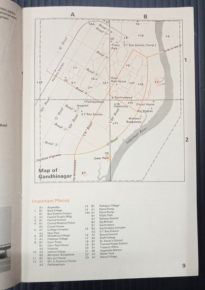 AOP India vintage tourist brochure GUIDE MAP OF GUJARAT 52x85cm