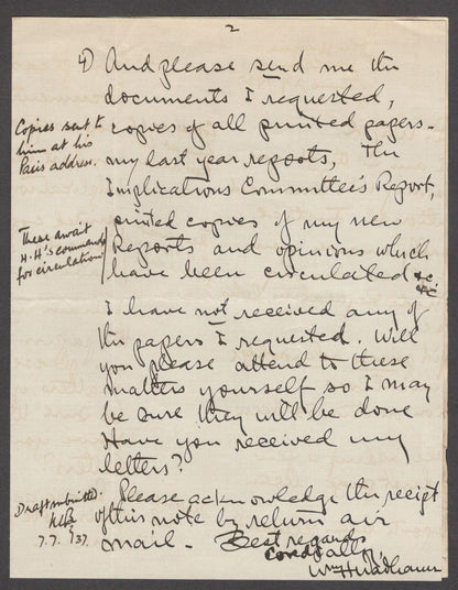 India 1937 crested letter re: Permanent Court of International Justice