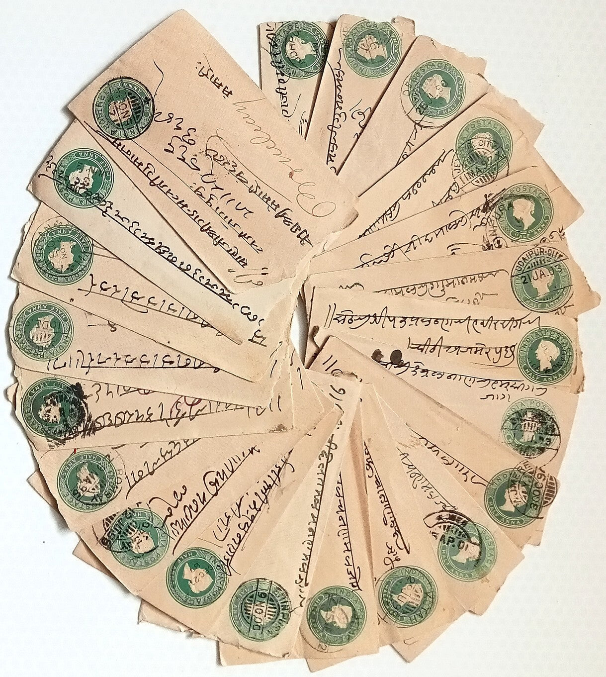 AOP India 1/2a green envelopes x100 selected for condition WHOLESALE