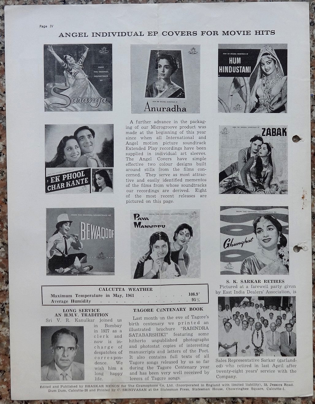 India THE VOICE June 1961 HMV Magazine - CLIFF RICHARD of Bombay
