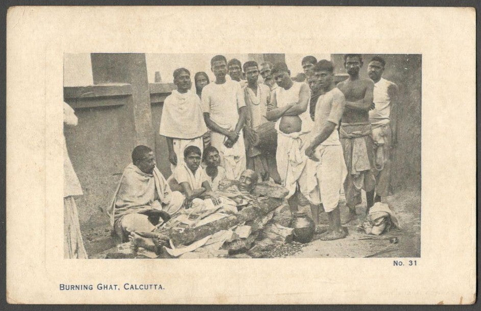 AOP India Burning Ghat, Calcutta vintage postcard