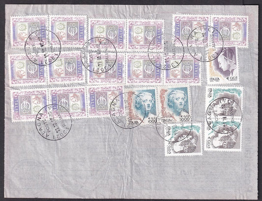 Italy 2002 parcel card to India wi a combination of Euro & dual currency issues