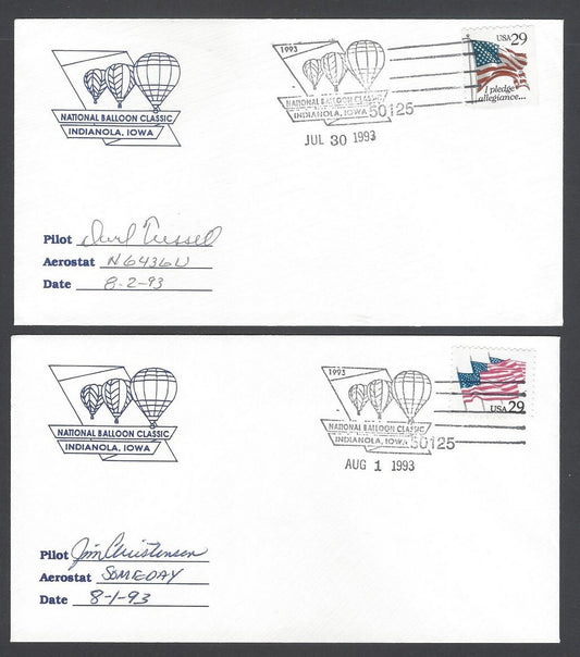 National Balloon Classic, Indianola 1993 covers signed by Pilots (10)