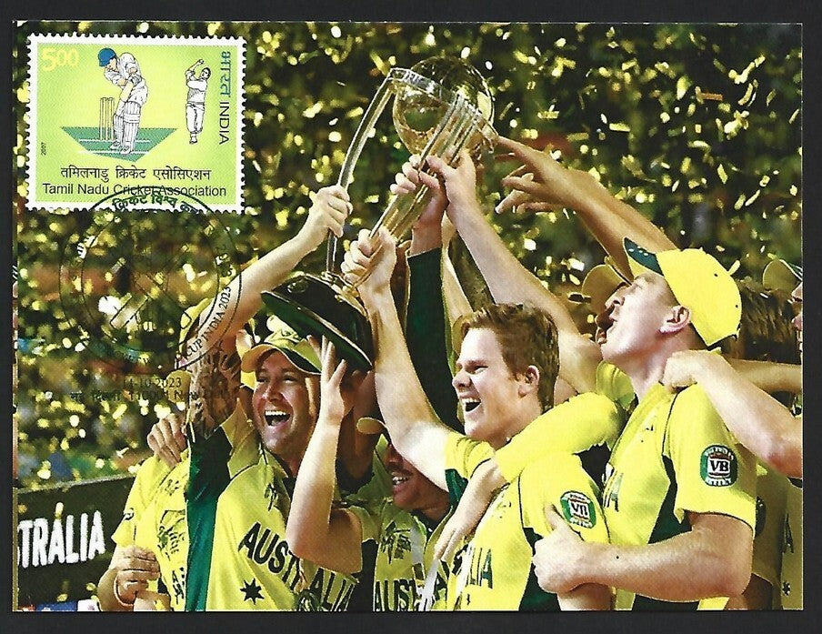 India 2023 ICC Cricket World Cup postcard AUSTRALIA TEAM