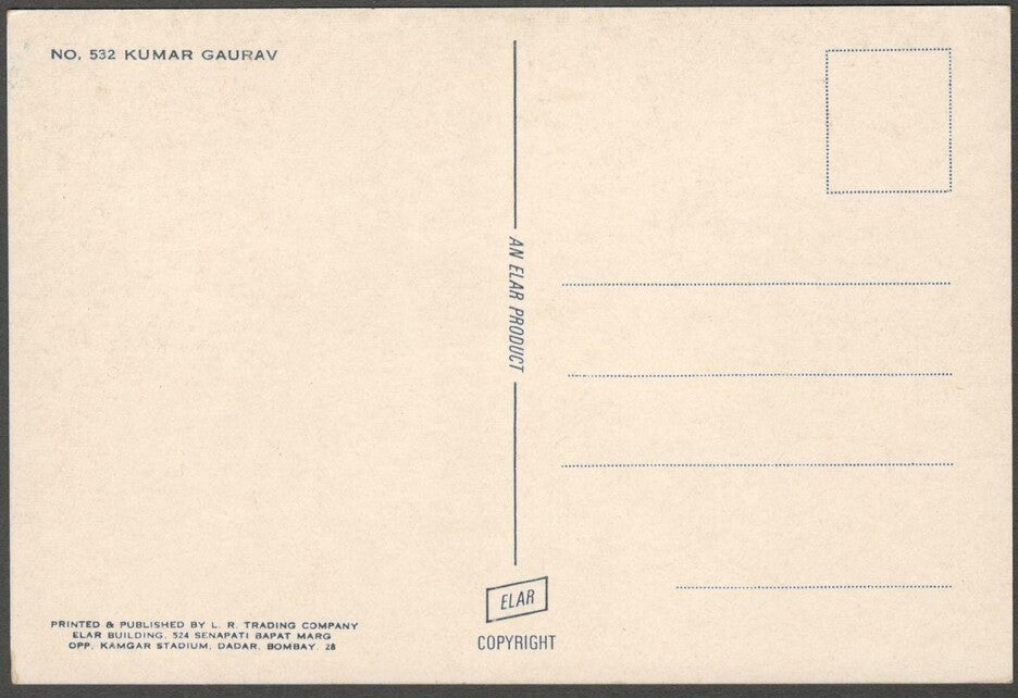 India Bollywood vintage postcard with facsimile signature KUMAR GAURAV ELAR 532