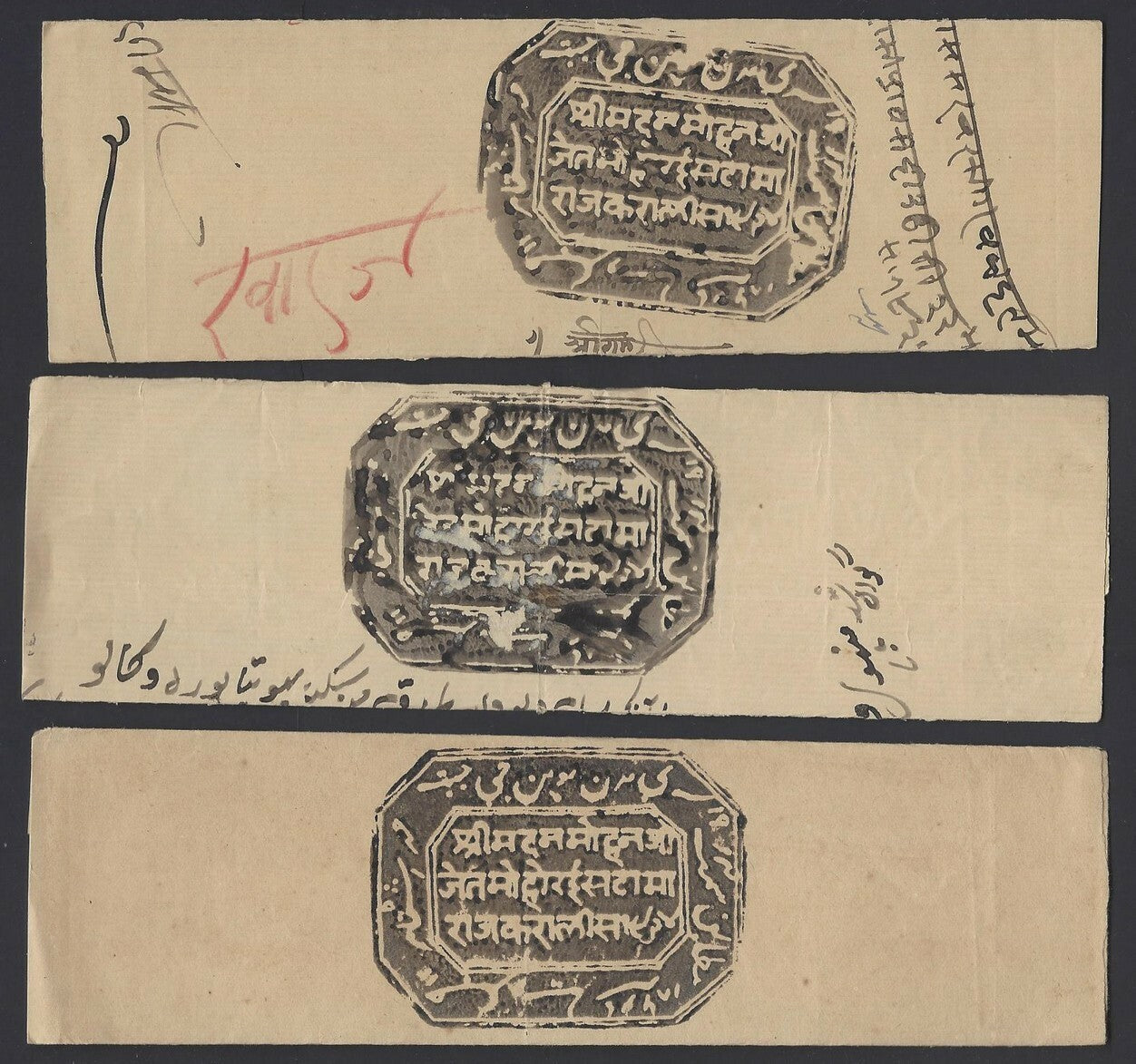 India Karauli State mainly 19th century letters, documents, checks, hundies with
