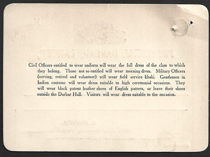 Duke of Connaught INDIA VISIT 1921 PROVINCIAL DURBAR, Lahore crested pass unused