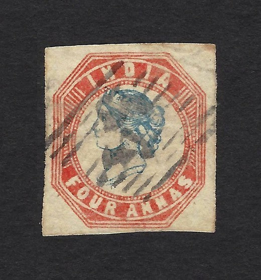 India 1854 4as 3rd printing Frame Die 1 Head Die 3