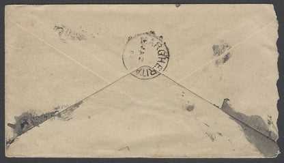 AOPIMT India QV 1/2a blue envelope to MARGHERITA 1888