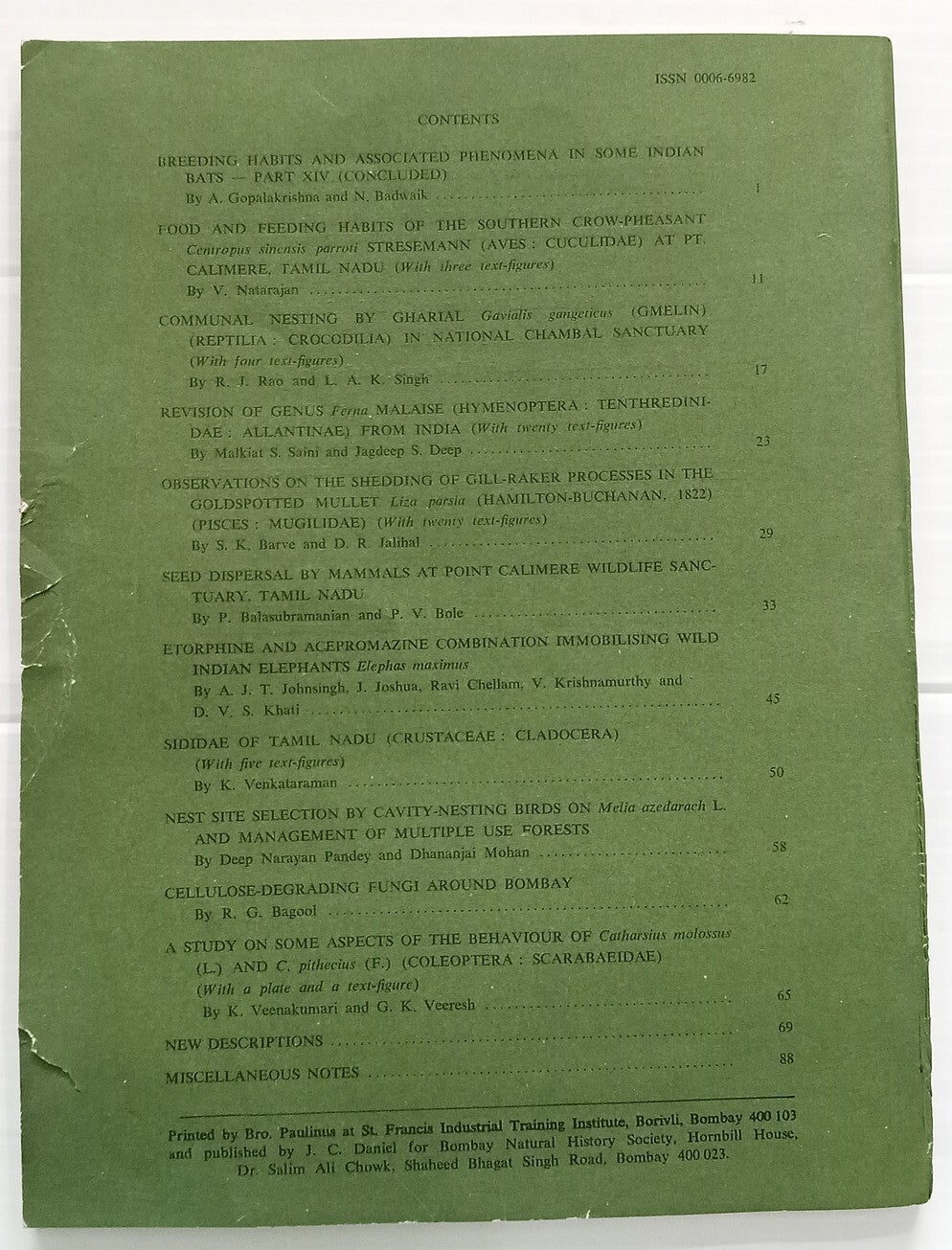 AOP India JOURNAL OF THE BOMBAY NATURAL HISTORY SOCIETY April 1993