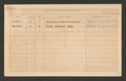 India 1960 Kantilal Ramalal & company share certificate