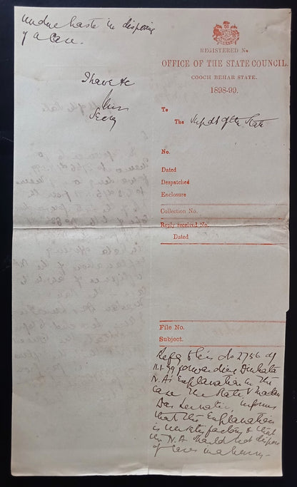 India COOCH BEHAR 1898 document zaz