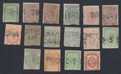 India QV Queen Victoria telgraph stamps mixture to 50R used (58)