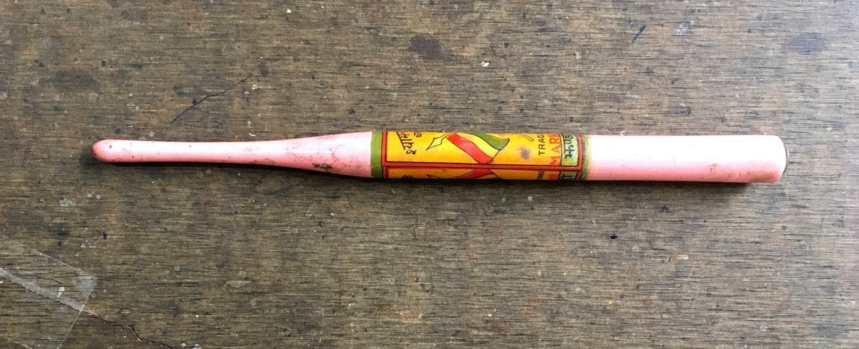 India vintage wooden nib pen with an advertisement for Beedis – tobacco Flags