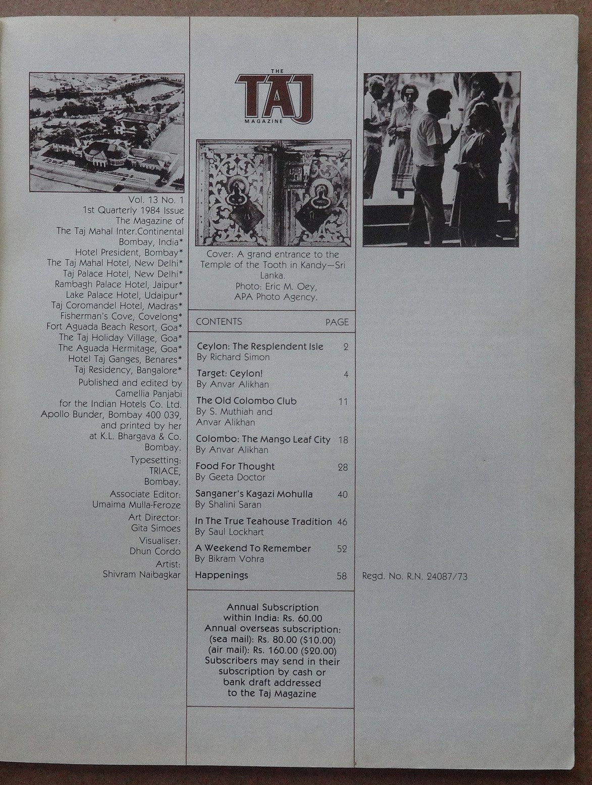 India Taj Mahal Hotel in-house magazine TAJ 1983-1985 (4)