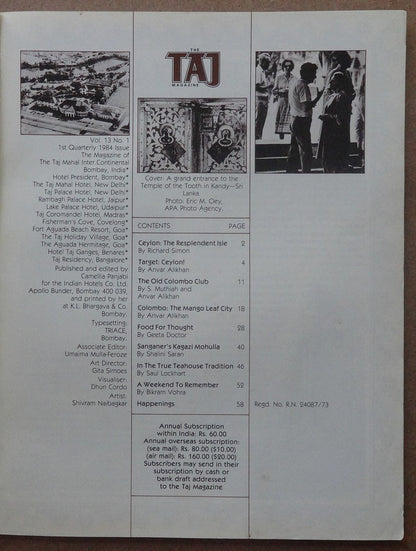 India Taj Mahal Hotel in-house magazine TAJ 1983-1985 (4)