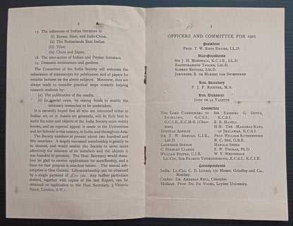 THE INDIA SOCIETY 1922 brochure