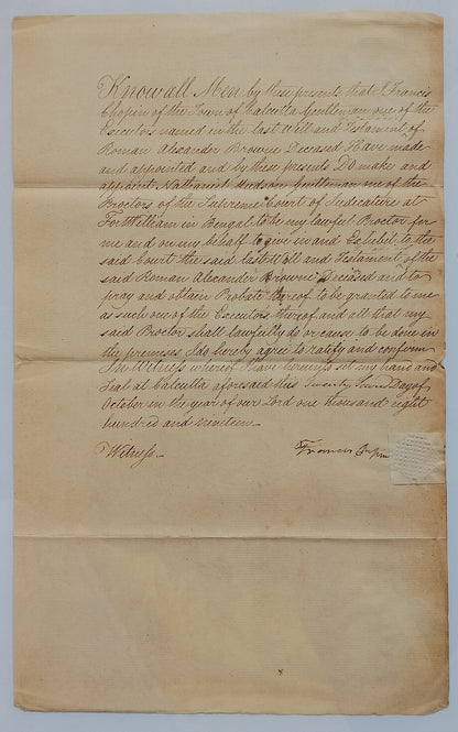 AOP India 1819 Supreme Court, Fort Williams, Calcutta document