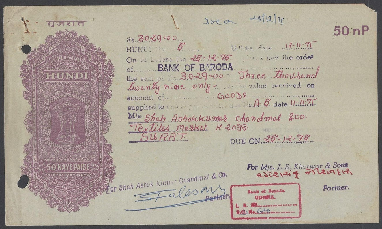 AOP India collection of post Independence hundis (9 different)