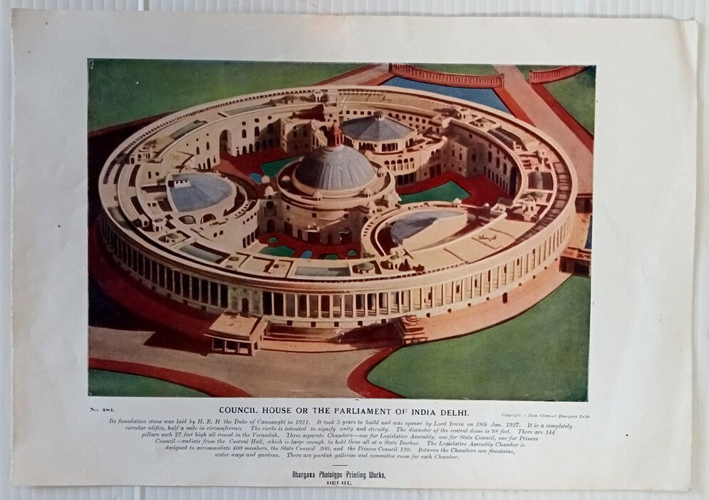 India vintage poster Council House or The Parliament of India Delhi 25x36 cm