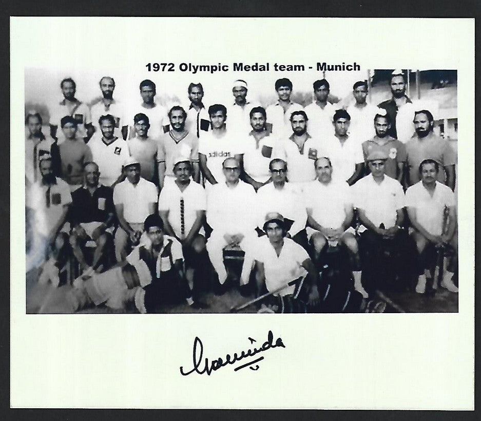 India 1972 Olympics Medal Team photo signed player B.P. GOVINDA