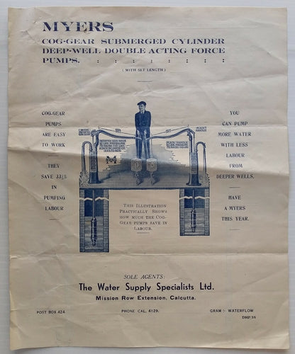India 1938 Myers Deep Well Pumps advertisement / price list