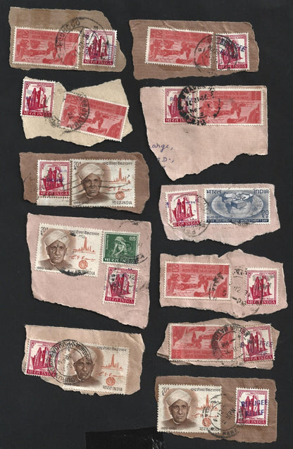 India 1971 Refugee Relief rubberstamp ovpts on pieces 19 pic LARGE COLLECTION