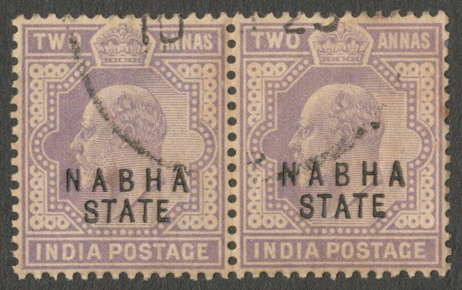 AOP India Nabha State KEdVII 1903-09 2a used pair. SG 40 £10