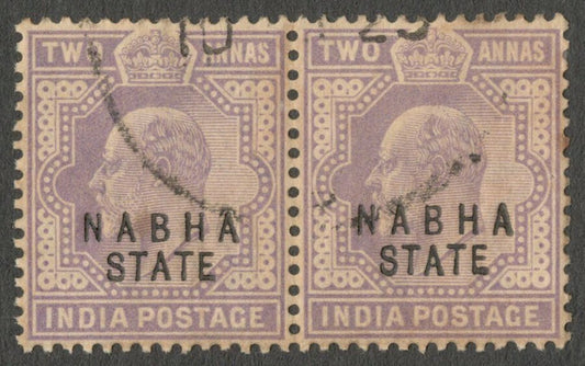 AOP India Nabha State KEdVII 1903-09 2a used pair. SG 40 £10
