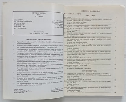 AOP India JOURNAL OF THE BOMBAY NATURAL HISTORY SOCIETY April 2001