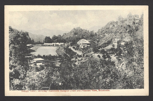 Happy Valley & Charleville Racquet Court, Mussorie, India vintage postcard