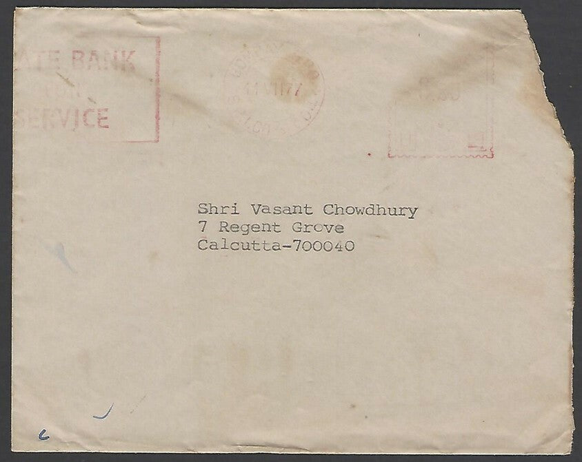 India 1977 letter signed PCD Nambiar Chairman State Bank of India & envelope