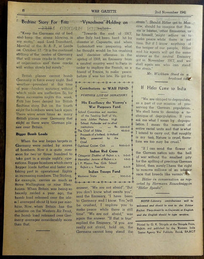 India WISA War Gazettes 2-11-1941 Russia scorched Earth policy, etc (2) Ӝ