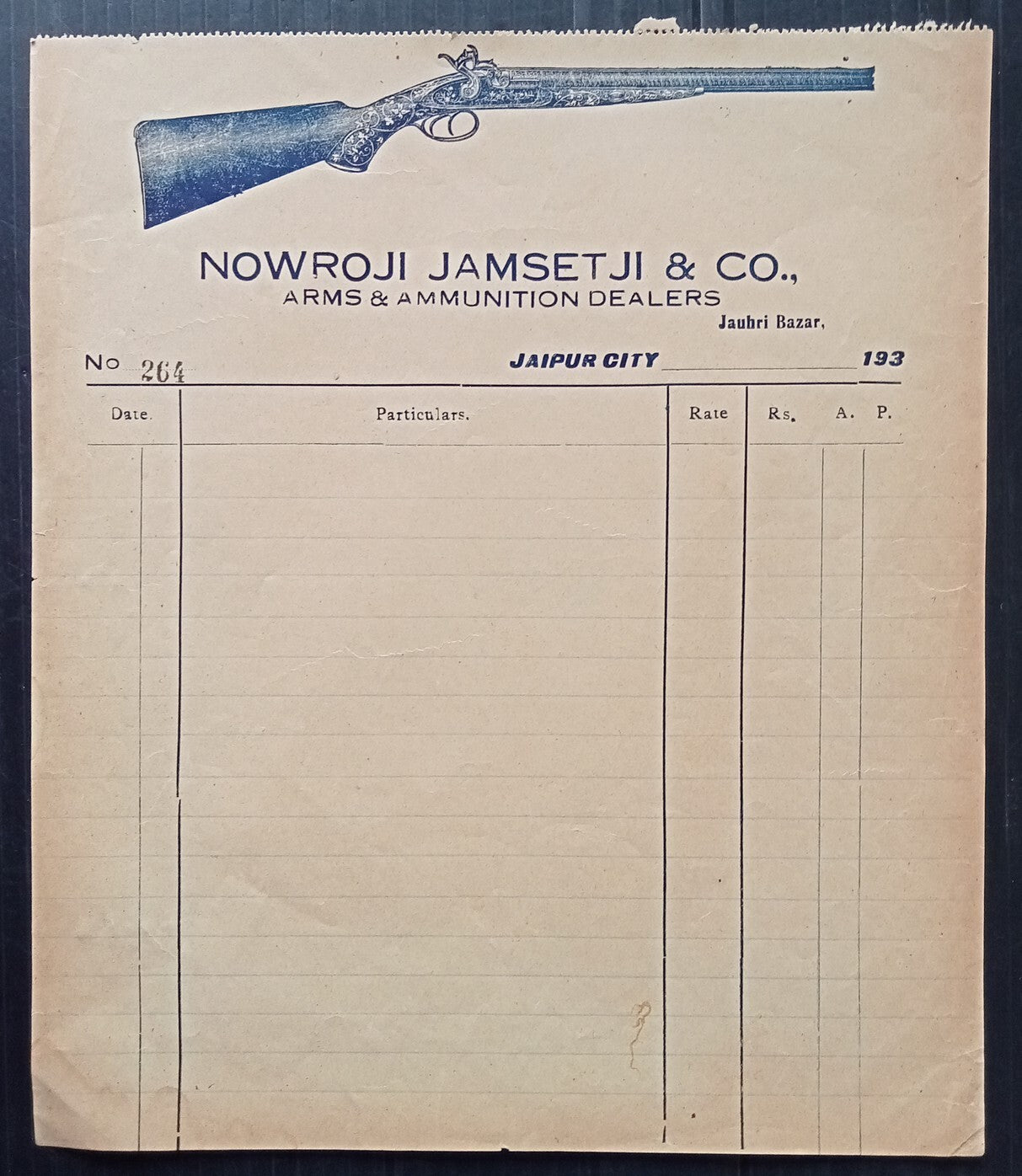 India 1930s Arms & Ammunitions dealer Jaipur RIFLE illustrated letterhead unused
