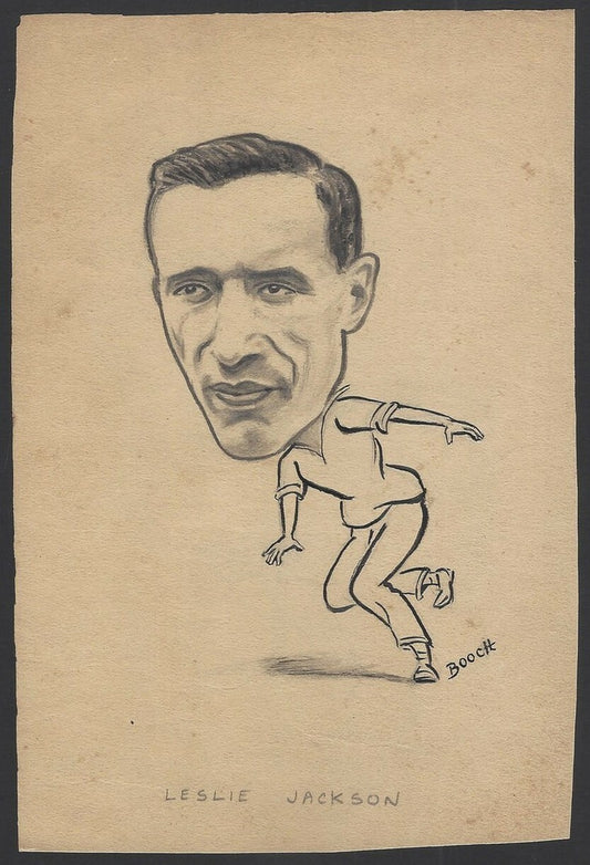 Cricket England Les Jackson 1950 sketch by cartoonist R Booch India