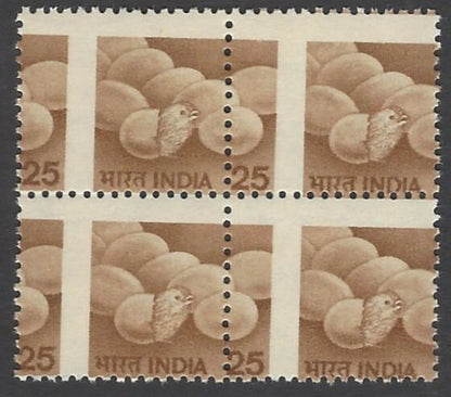 India 1979 Bird 25p Chick & Eggs MISERF block of 4 MNH