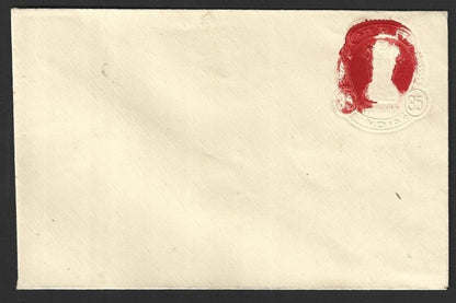 India 35p red envelope with unusual part albino error