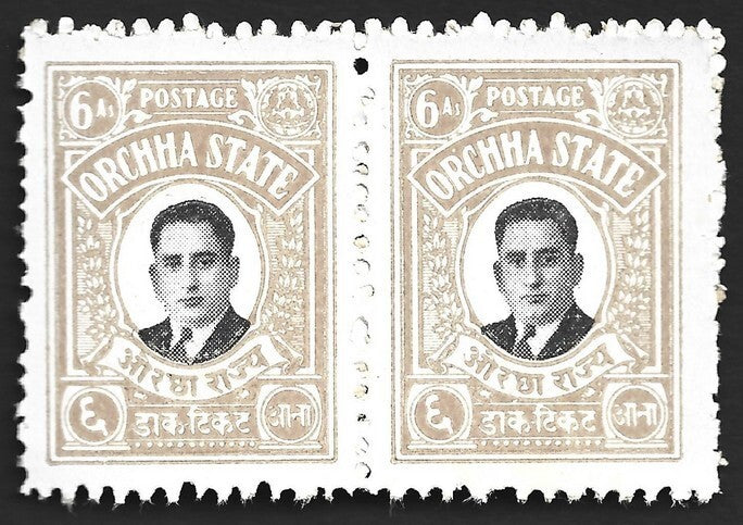 India ORCHHA STATE 1935 6a perf. 9.5-10 pair SG 18d
