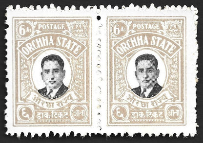 India ORCHHA STATE 1935 6a perf. 9.5-10 pair SG 18d