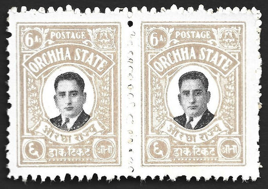India ORCHHA STATE 1935 6a perf. 9.5-10 pair SG 18d