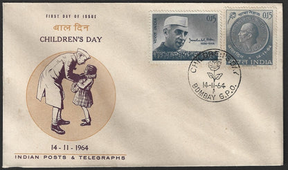 India 1964 Nehru combination FDC First Day cover