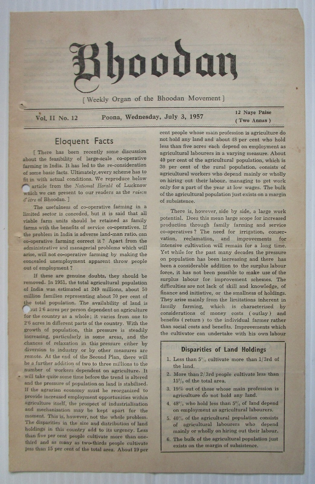 BHOODAN Weekly of the Bhoodan Movement India 1957 issues (27)