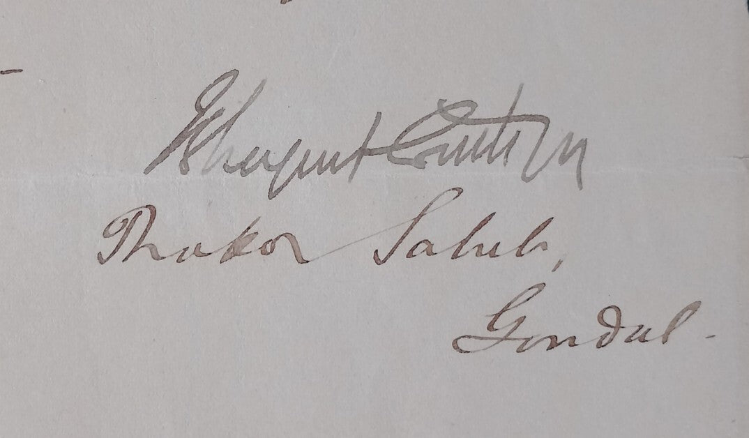 AOP India 1900 letter signed Maharaja of Gondal Bhagwatsinhji