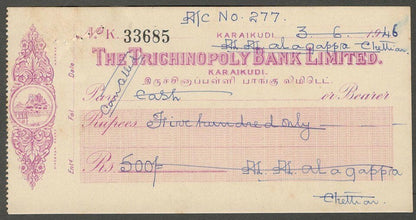 AOP India 1956 check cheque The Bank of Jaipur Limited Jaipur