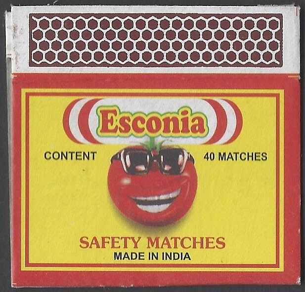 AOP India Matchbox outer with advertisement for ESCONIA SANITARY PADS