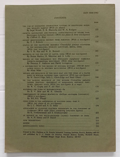 AOP India JOURNAL OF THE BOMBAY NATURAL HISTORY SOCIETY August 1989